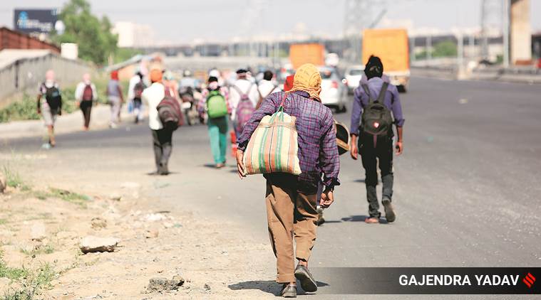 migrants movement, migrant crisis, india lockdown, migrants walking, covid 19, coronavirus, indian express